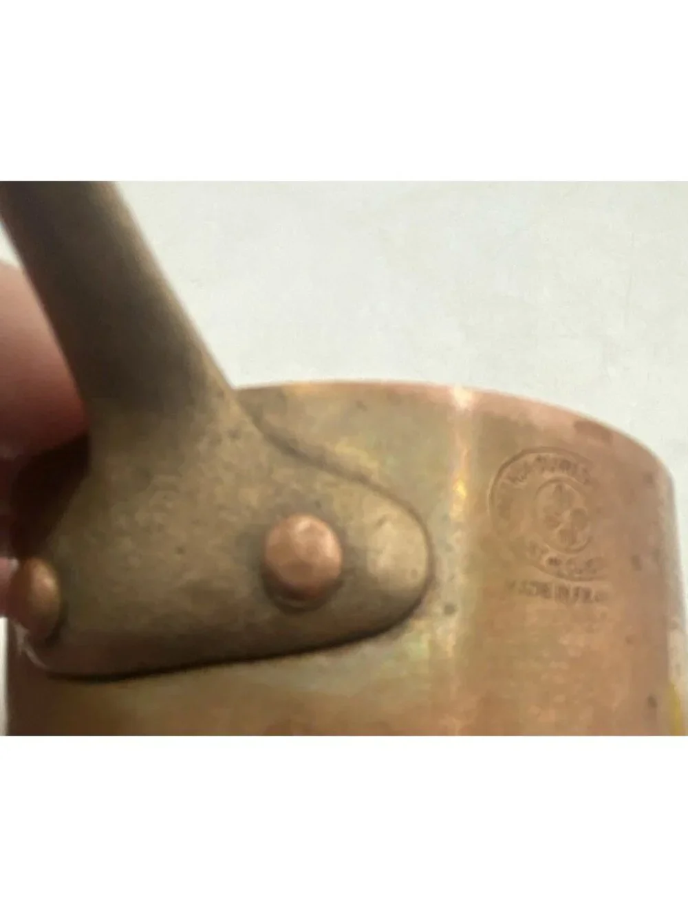 Small Vintage French Copper Pot Les Metaux Ouvres Saucepan Made In France